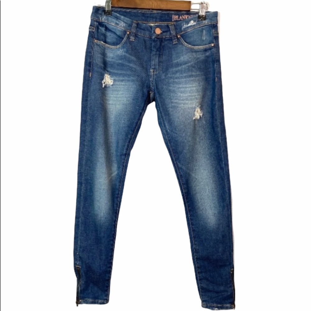 BlankNYC•love sick crop low rise distressed skinny jeans ankle zipper size 26